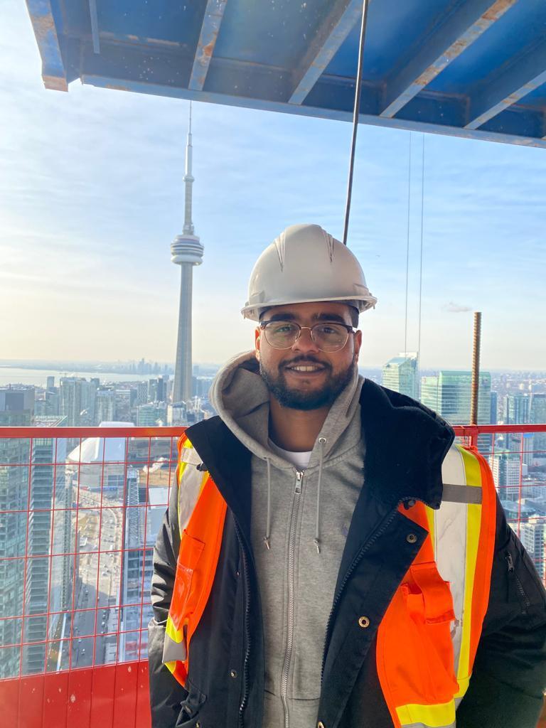Amro, a Master Builder Project Manager at Prime Developments, on a Toronto high-rise job site